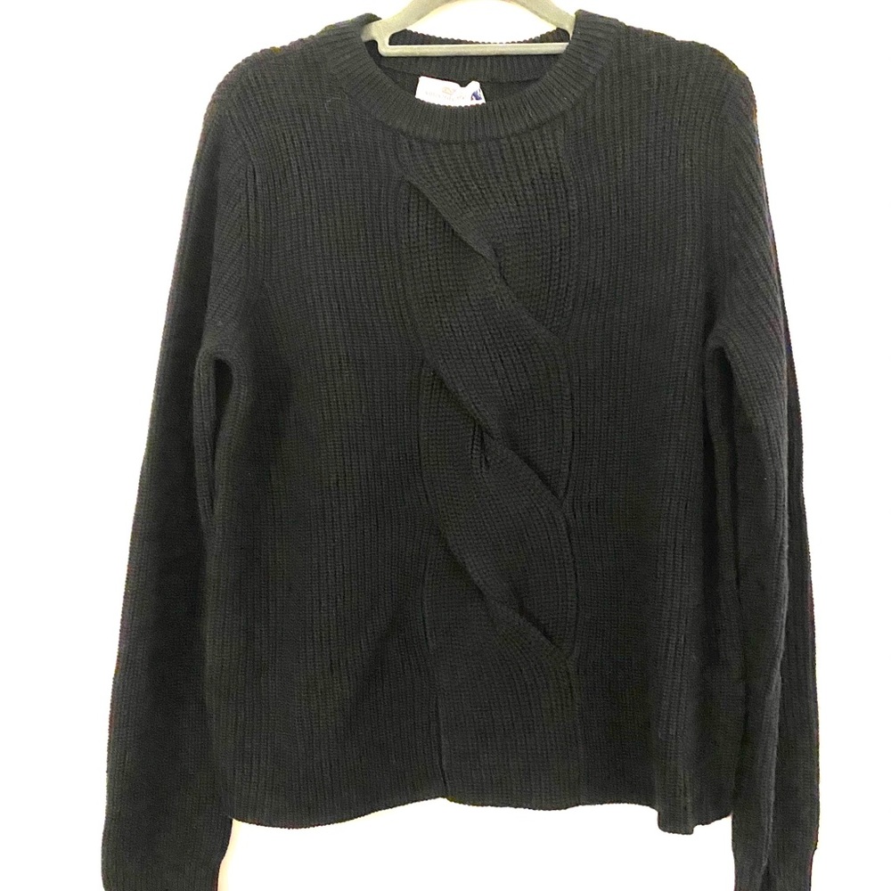 Vineyard Vines | Cable Front Jet Black Sweater - Picture 4 of 10